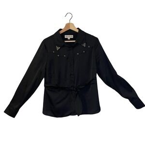 Idyllwind Miranda Lambert Black Western Stud Tie Waist Shirt Womens Medium